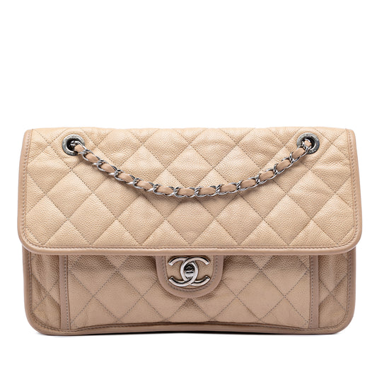 Chanel French Riviera Flap Large Beige Caviar