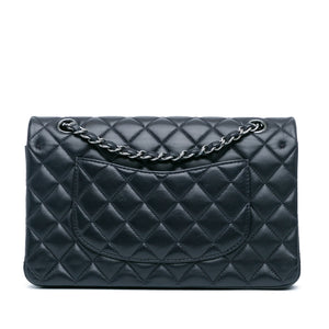 Chanel Classic Double Flap Medium Navy Blue Lambskin Silver