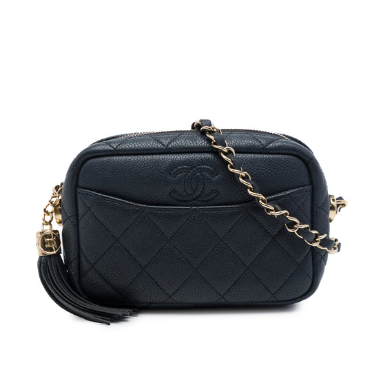 Chanel Coco Tassel Camera Case Mini Black Caviar