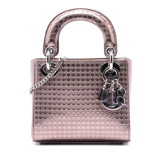Dior Lady Dior Mini Pink Patent Microcannage Leather