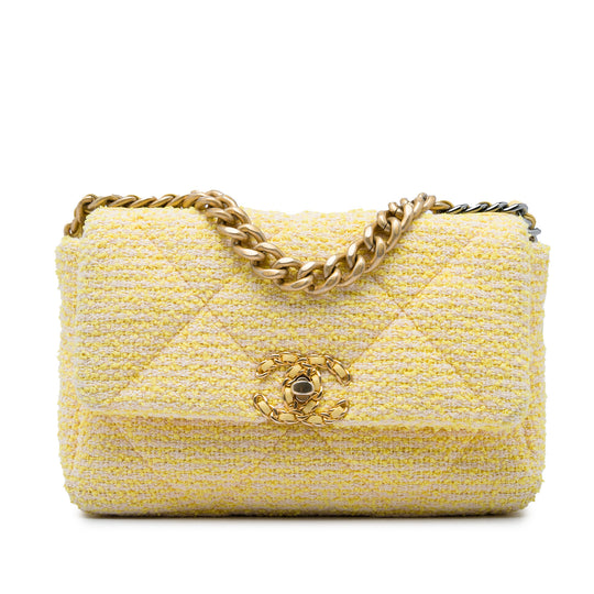 Chanel 19 Flap Medium Yellow Tweed