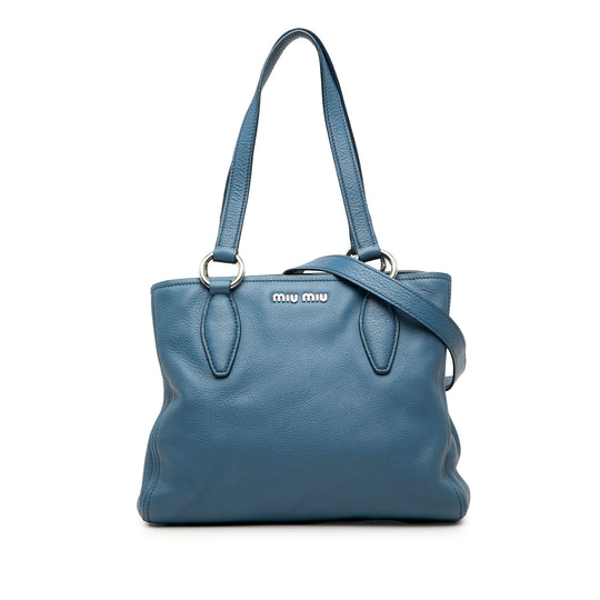 Miu Miu Vitello Phenix Small Blue Calfskin