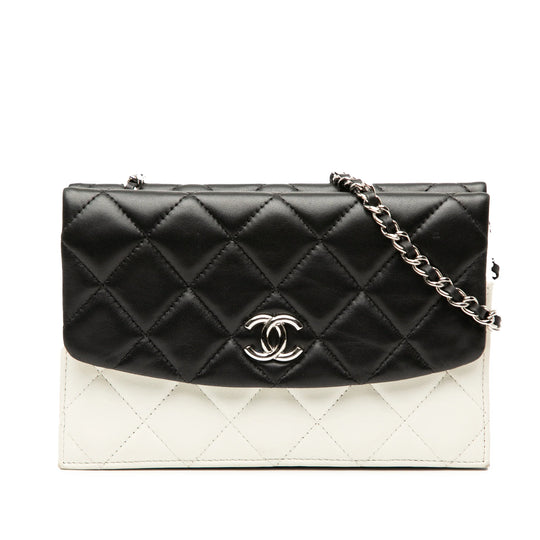 Chanel Double Sided Wallet on Chain Bicolor Lambskin Silver