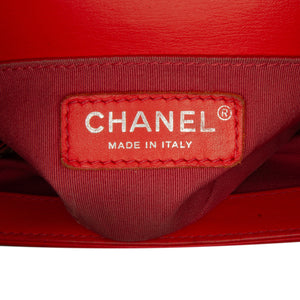 Chanel Boy Flap Small Red Chevron Lambskin Gold