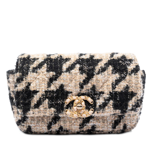 Chanel 19 Belt Bag Beige Black Tweed