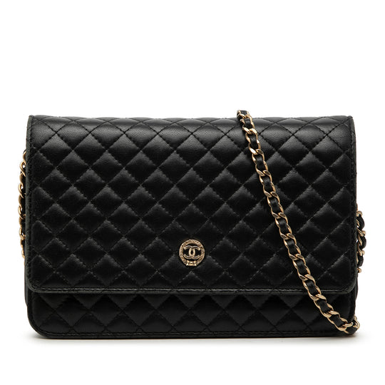 Chanel Crest Wallet On Chain Black Lambskin Gold