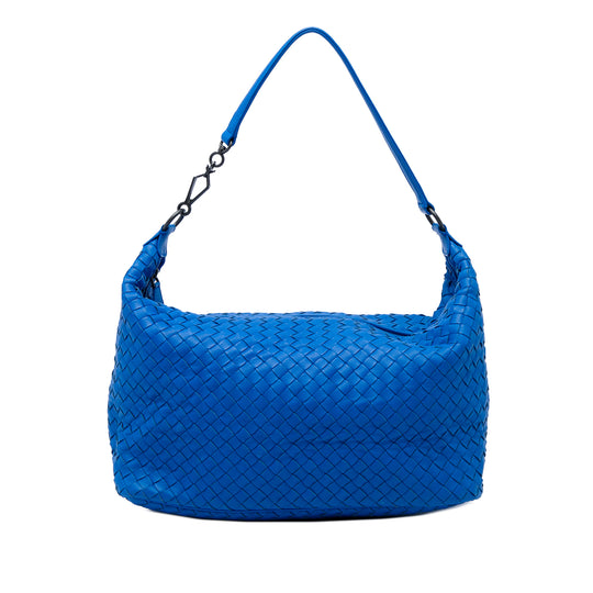 Bottega Veneta Intrecciato Shoulder Blue Nappa Leather