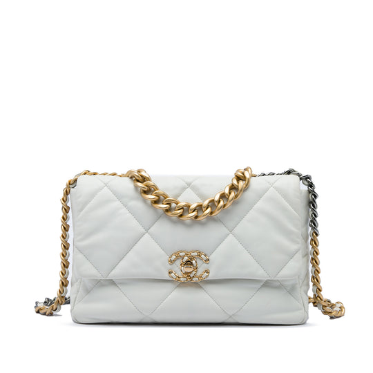 Chanel 19 Flap Large White Lambskin