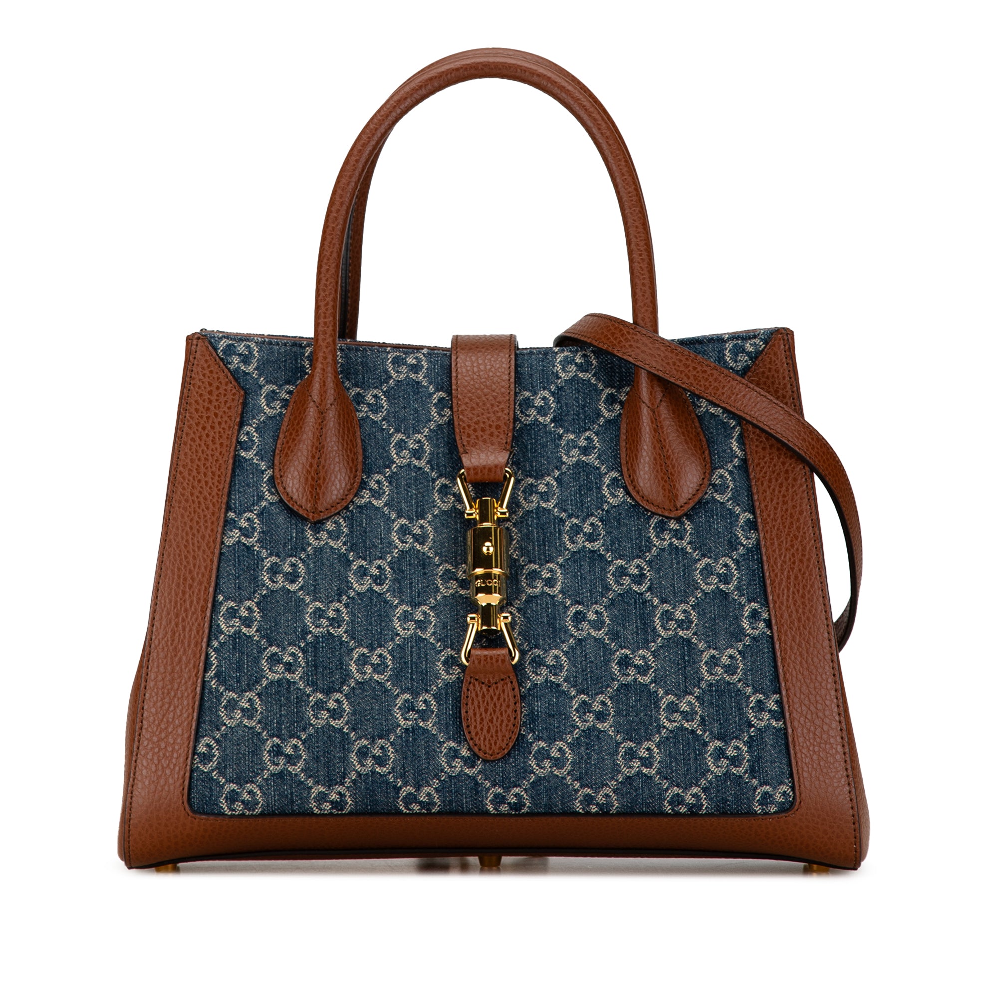 Gucci Jackie 1961 Tote Medium Blue GG Denim