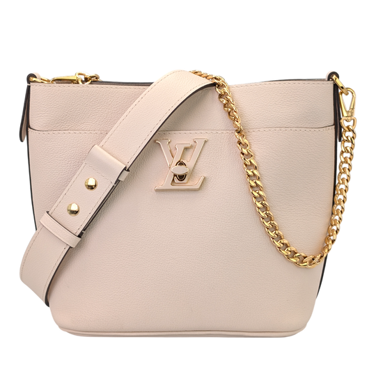 Louis Vuitton Lock and Walk Beige Bucket Bag Leather