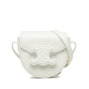 Celine Triomphe Cuir Besace Mini White Calfskin