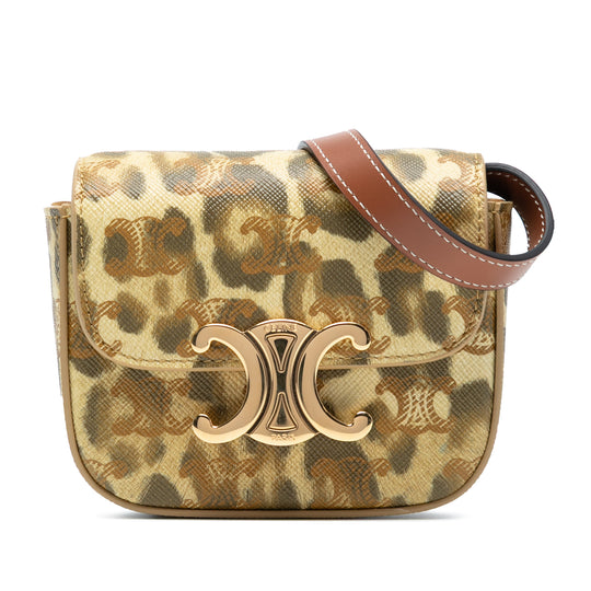 Celine Claude Mini Brown Calfskin Leopard Print