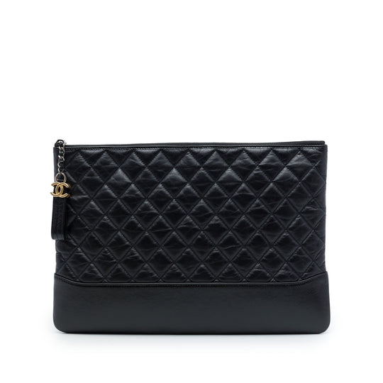 Chanel Gabrielle O Case Large Black Aged Calfskin