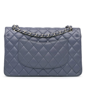 Chanel Classic Double Flap Medium Purple Lambskin Silver