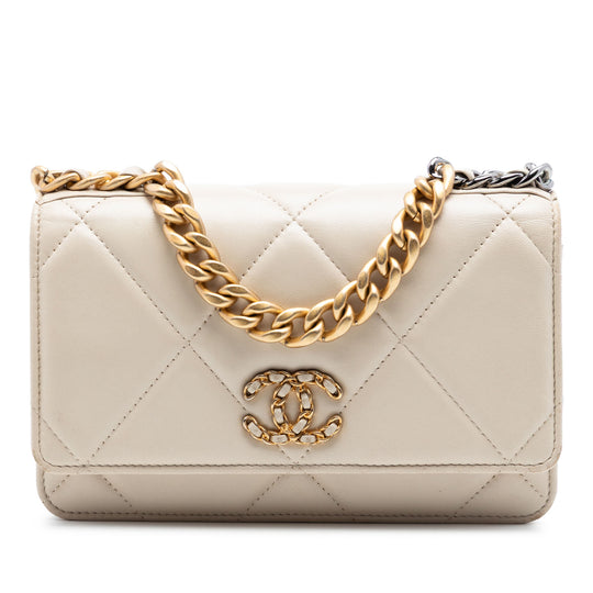 Chanel 19 Wallet on Chain Beige Lambskin