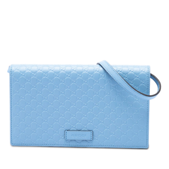 Gucci Microguccissima Wallet on Strap Blue Calfskin