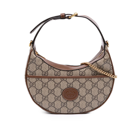 Gucci GG Supreme Half Moon Mini Beige Coated Canvas