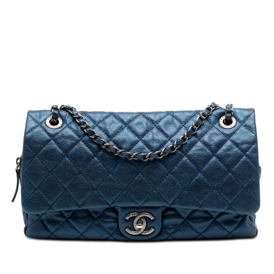 Chanel Easy Flap Jumbo Blue Caviar Gold