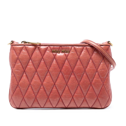 Miu Miu Crossbody Bag Red Matelasse Lambskin