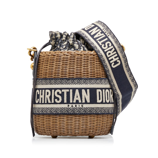 Dior Oblique Wicker Bucket Brown Rattan