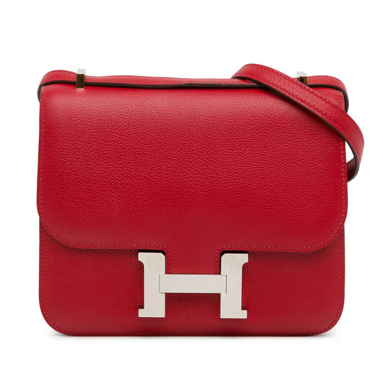 Hermès Constance 18 Mini Red Evercolor Palladium