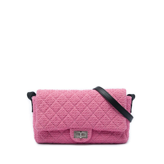 Chanel Reissue 2.55 Easy Messenger Flap Jumbo Pink Quilted Tweed