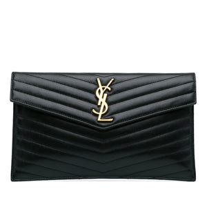 Yves Saint Laurent Uptown Clutch Black Chevron Monogram