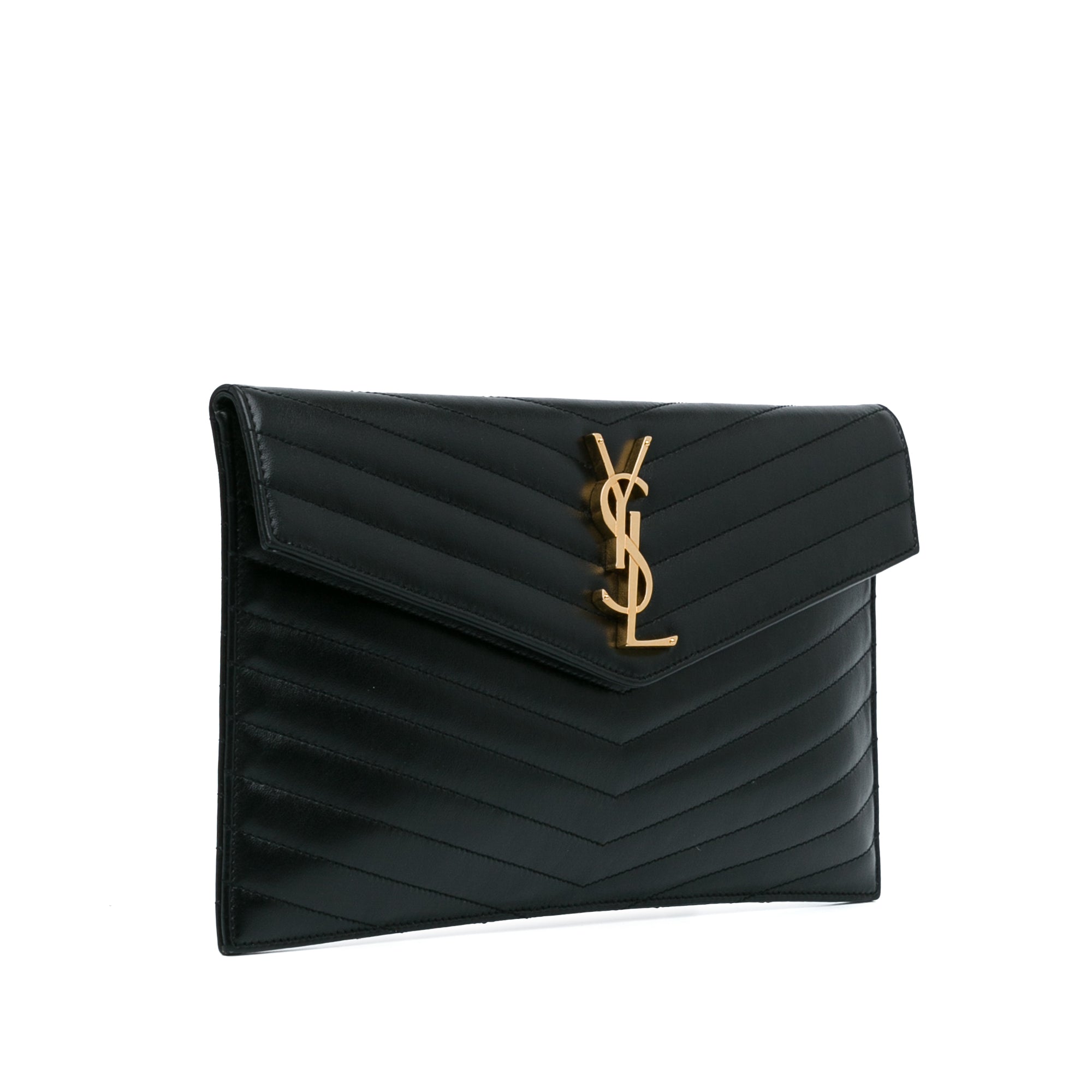 Yves Saint Laurent Uptown Clutch Black Chevron Monogram