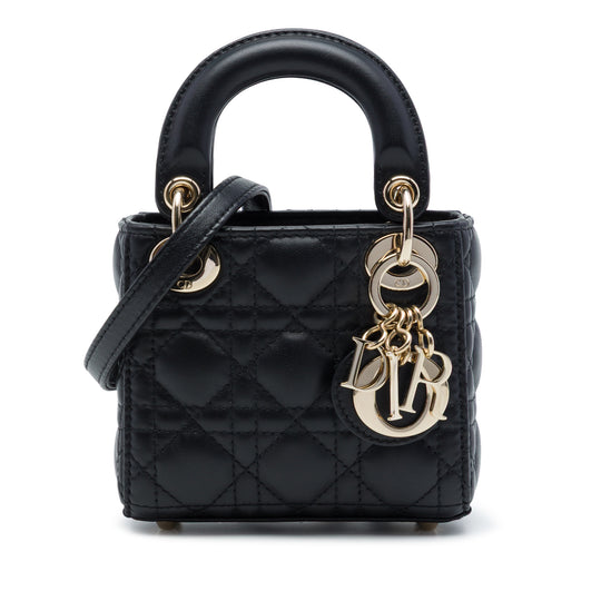 Dior Lady Dior Micro Black Cannage Lambskin