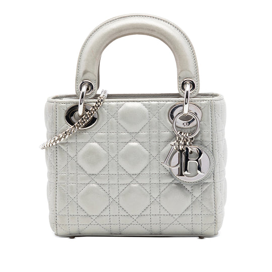 Dior Lady Dior Mini Silver Lambskin