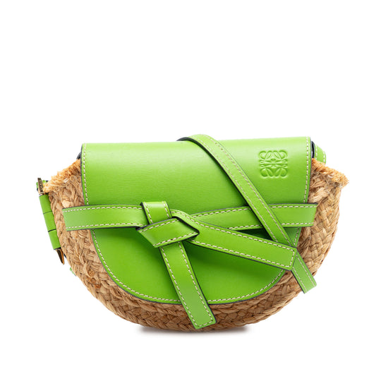 Loewe Gate Mini Green Raffia Calfskin