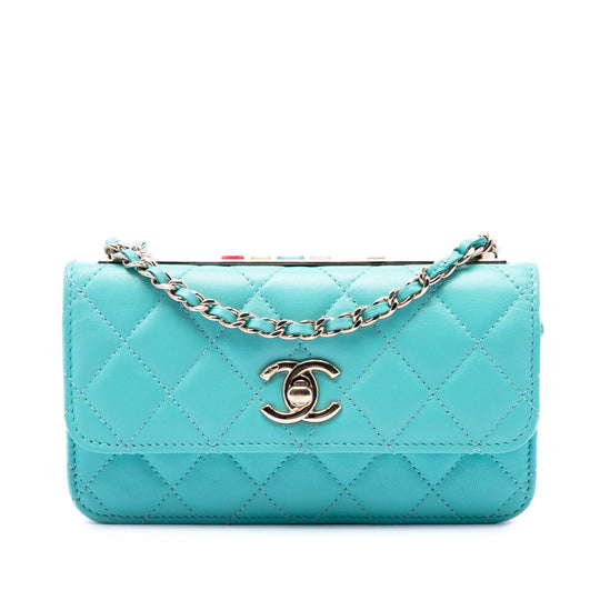 Chanel Trendy CC Wallet On Chain Blue Lambskin