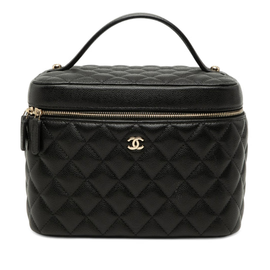 Chanel CC Quilted Vanity Case Medium Black Caviar