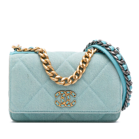 Chanel 19 WOC Wallet on Chain Blue Denim