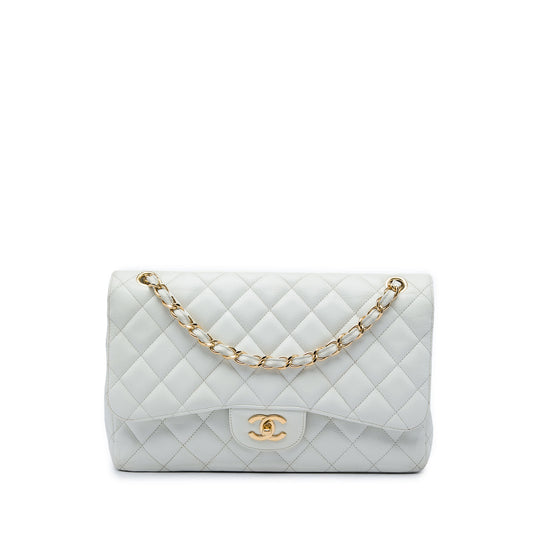 Chanel Classic Double Flap Jumbo White Caviar