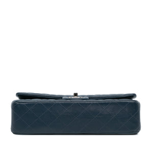 Chanel Classic Double Flap Medium Blue Lambskin Silver