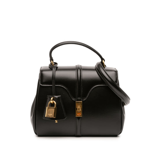 Celine 16 Top Handle Mini Black Smooth Calfskin