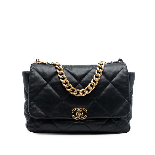Chanel 19 Flap Maxi Black Lambskin Gold