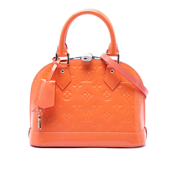 Louis Vuitton Alma BB Orange Monogram Vernis Patent Leather