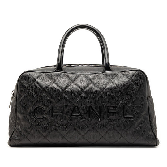 Chanel Logo Bowler Large Black Caviar Gold