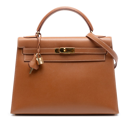 Hermès Kelly Sellier 32 Gold Courchevel Gold
