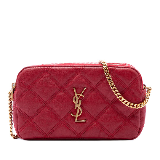 Saint Laurent Becky Double Zip Mini Red Quilted Lambskin