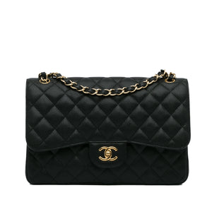 Chanel Classic Single Flap Jumbo Black Caviar Gold | 7,500