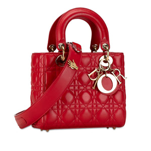 Dior Lady Dior Lucky Badges Small Red Cannage Lambskin