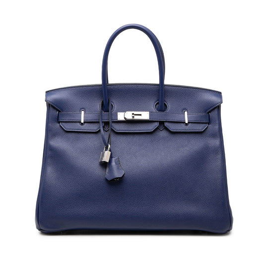 Hermès Birkin Retourne 35 Blue Novillo Sea Surf and Fun Taurillon Novillo Palladium
