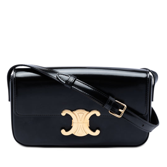 Celine Triomphe Claude Black Calfskin