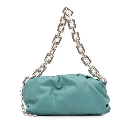 Bottega Veneta Chain Pouch Blue Lambskin