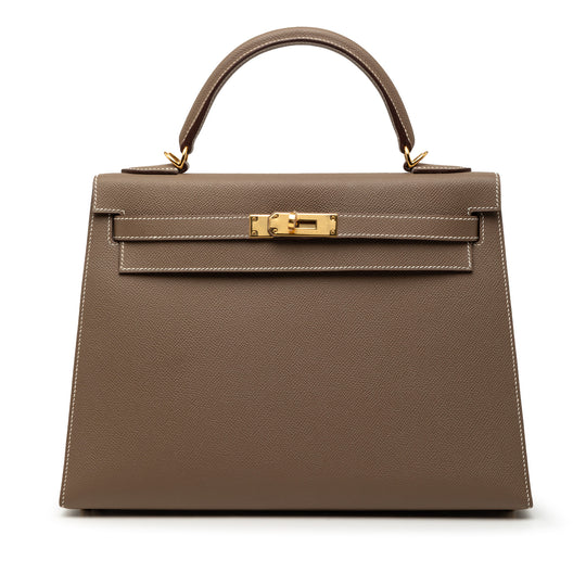 Hermès Kelly II Sellier 32 Etoupe Epsom Palladium