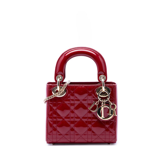 Dior Lady Dior Mini Red Patent Leather