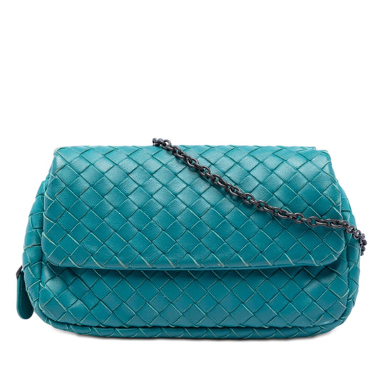 Bottega Veneta Mini Nappa Intrecciato Blue Nappa Leather